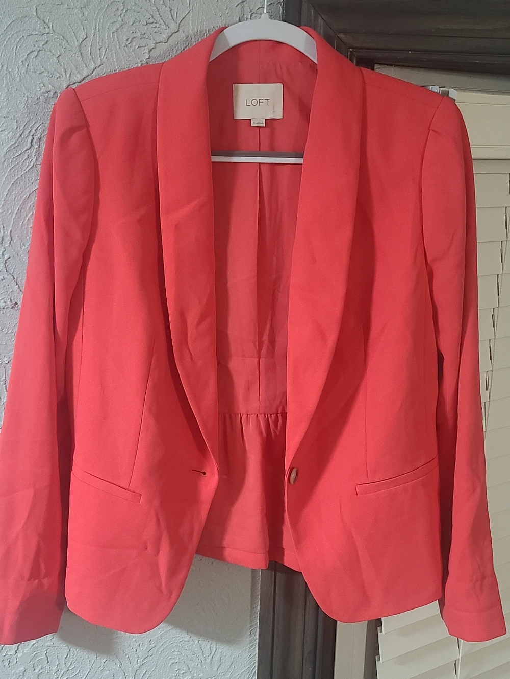 LOFT Coral-Pink Shawl Collar One Button Blazer - Picture 7 of 15
